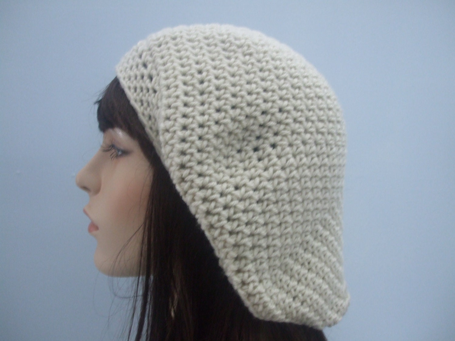 Cream Color Slouch, Tam Hat, Snood, Beret.  Teens, Men or Women can Wear This.  Item 6