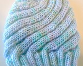 Beanie Hat Knit Swirl Blue Newborn