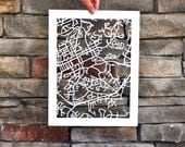 personalized mapcut on white, 11"x14"
