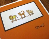 Lions and Tigers and Bears, Oh My - Handmade Baby Card