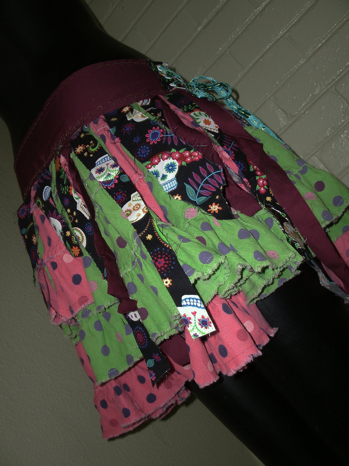 DIA los M U E R T O S - Festival Tattered Pixie Bustle Corset Belt Tutu Skirt Tribal Fairy