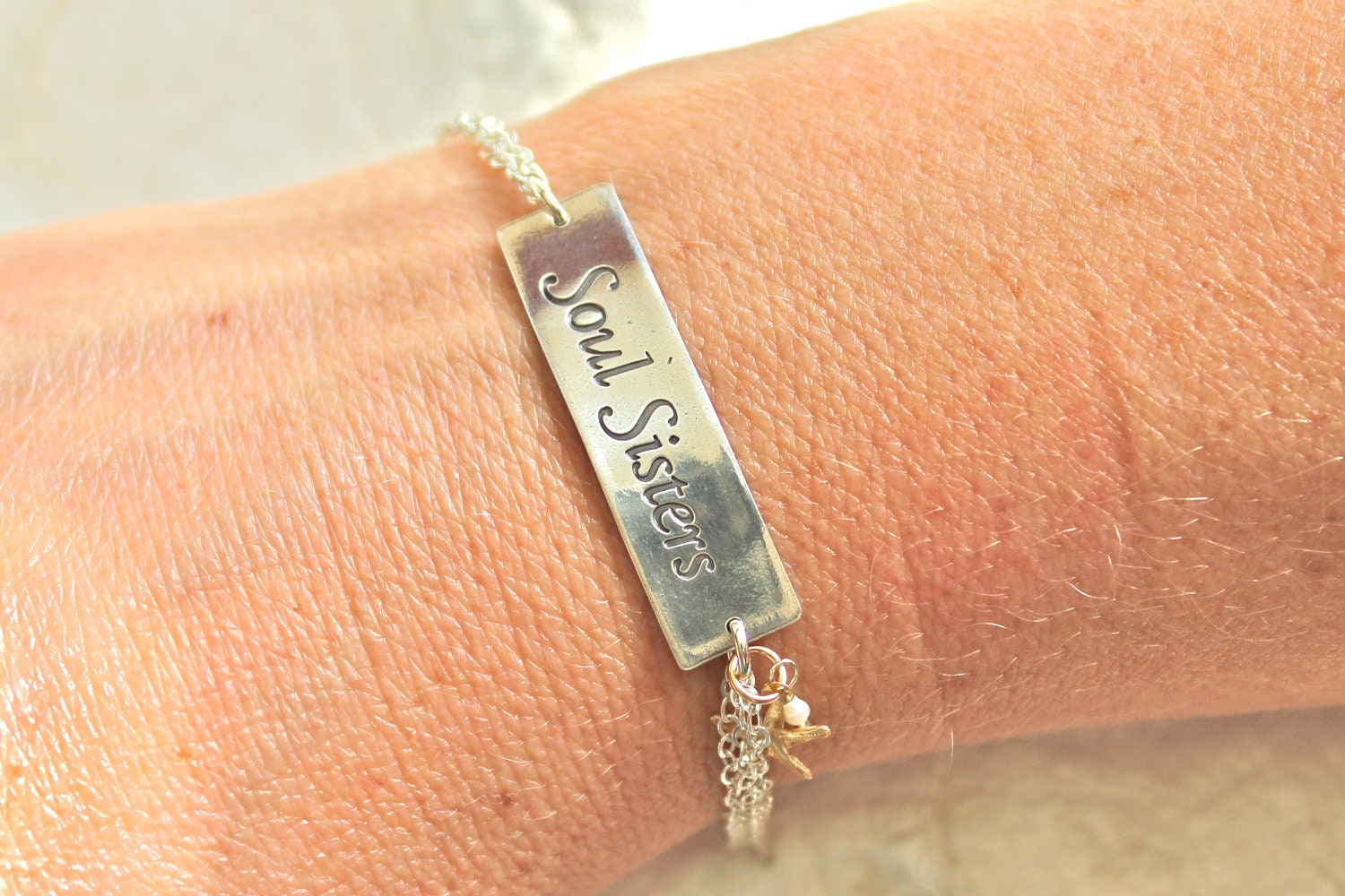 Fine Silver, Sterling Silver, and 14kt Yellow Gold Fill Inspirational Bracelet - Be.You.tiful