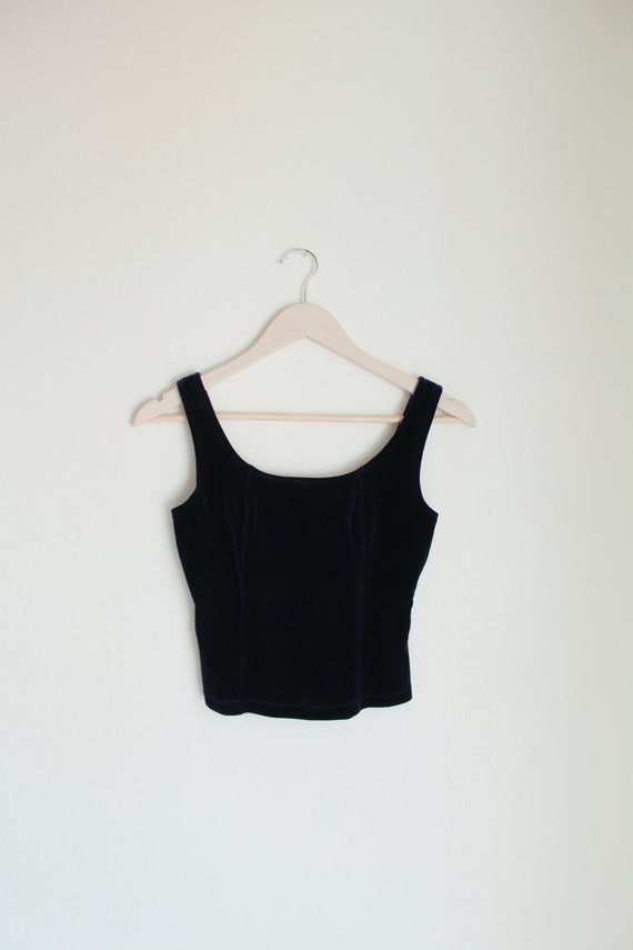 VTG Dark Blue Velvet Crop Top