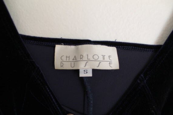 VTG Dark Blue Velvet Crop Top