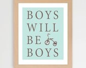 Printable Children's Wall Art. Boys will be boys. Trike.