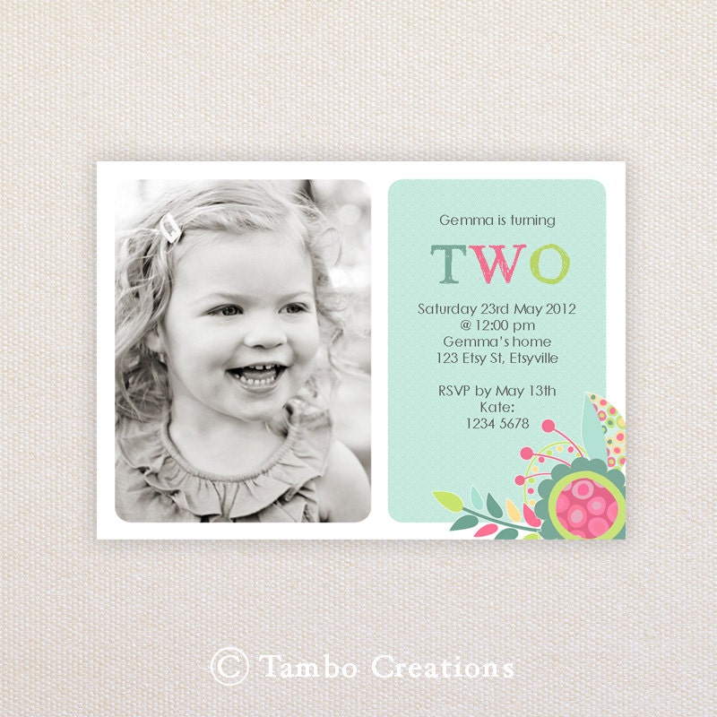 Photo Birthday Invitations. Girls bright & fun Design. I Customize, You Print. Il_170x135