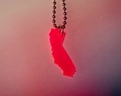 Small California State Neon Pink Red Necklace, Smaller Size