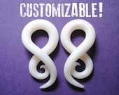 Faux Bone, Faux Ivory Polymer Clay Gauged Earrings 2g, 0g, 00g 7/16", 1/2"