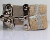 Three Ball Clasp Pony Hair Leather Bracelet