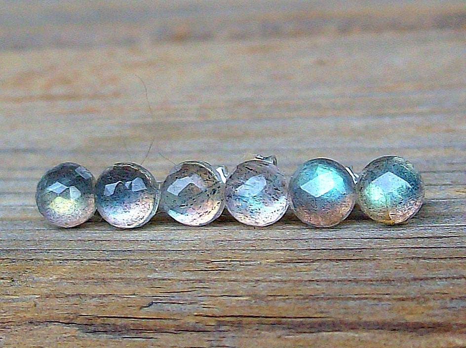 SALE...Labradorite and Sterling Silver Stud Earrings...1 Pair