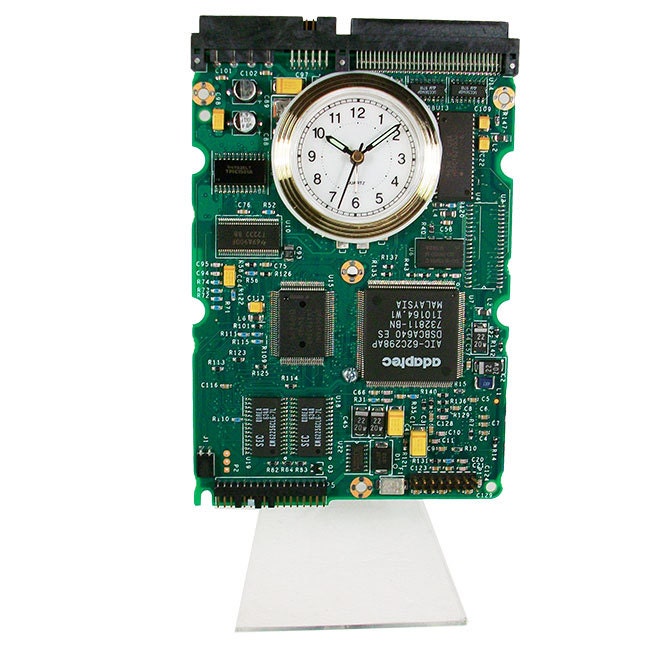 Circuit Board Alarm Clock from Recycled Computer Hard Drive Controller Board.
