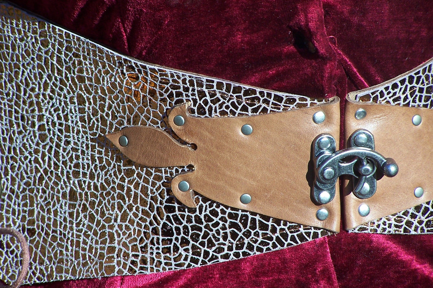 Plus Size Sexy Steampunk Leather Gold and Bronze Corset lace up sides
