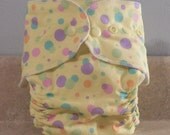 Fitted Large Cloth Diaper- 20 to 30 pounds- Yellow Party Polka Dots