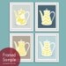 Modern Pattern Tea Pot Prints - Set of 4- 8x10 Prints (Featured in Assorted Colors) Customizable Colors