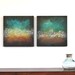 Northern Lights teal turquoise orange aqua brown mustard yellow modern art mid century original acrylic painting on two canvases