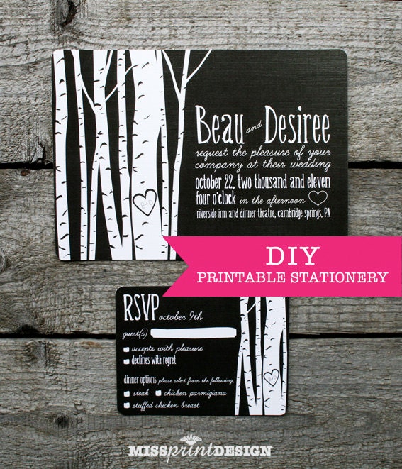 DIY Printable Wedding Invitation - Walking in the Woods