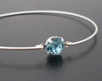 Light Blue Bangle Bracelet, Liana - Silver, Light Blue Rhinestone Bracelet, Blue Rhinestone Jewelry, Light Blue Bracelet, Light Blue Jewelry