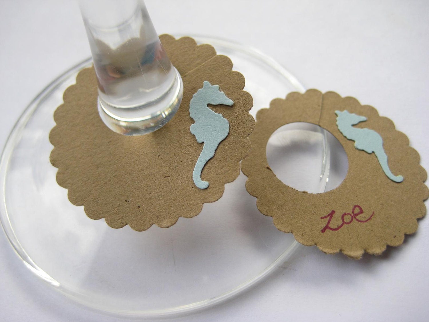 Seahorse Paper Wine Glass Tags, Charms, Place Markers