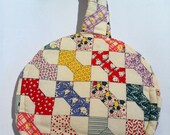 Feedsack purse handbag bag.  Handmade with reproduction vintage 1930s feed sack patchwork cotton fabric.