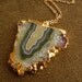 Beautiful Amethyst Half Stalactite Slice and Gold Fill Pendant Necklace