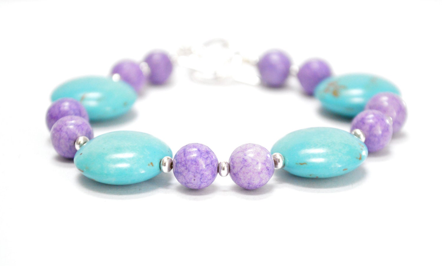 Light Blue Bracelet, Purple, Turquoise, Lavender,Lilac, Chunky Bracelet, Circles, Summer, Fashion Jewelry ,Under 20