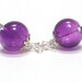 Purple Earrings, Grape Hand Blown Glass Sterling Silver Dangle Earrings Bright Summer Fashion Under 25- Jelly