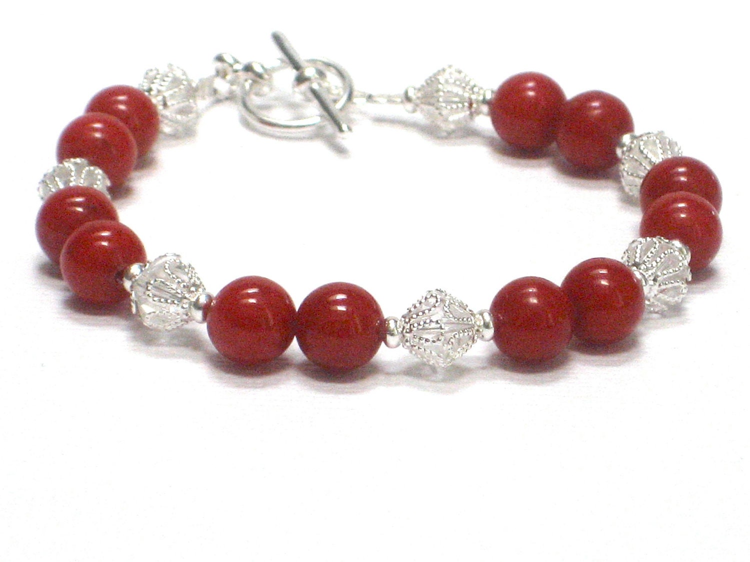 Red Bracelet, Bright Red Blood Holiday Inspired Gift for Her Under 20 Hollyberries Fashion Jewelry - Bold