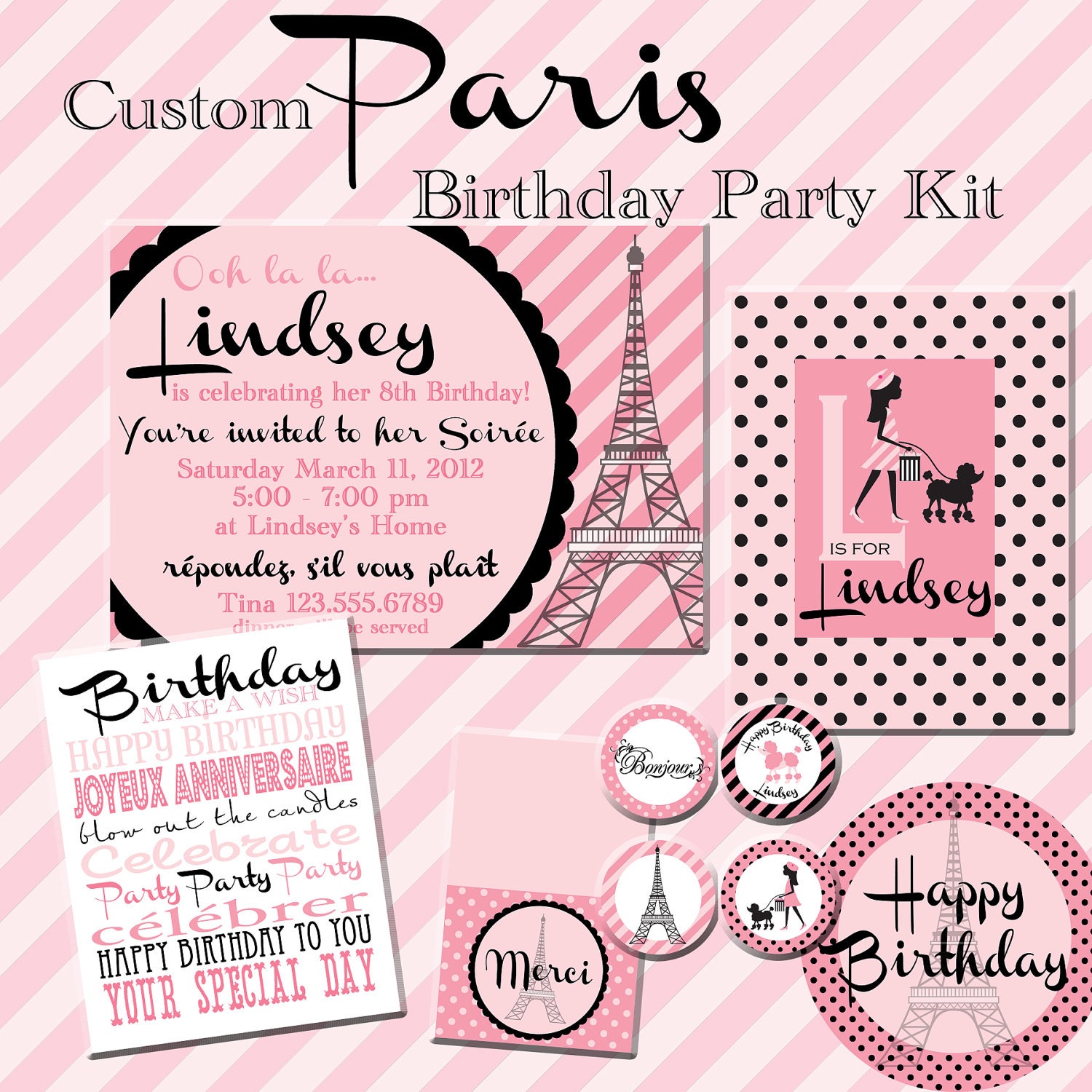 Custom Paris Party Printable Kit Il_570xn