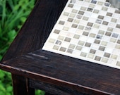 End Table, Glass & Stone Tile Mosaic, "Glass in the Ruins", Reclaimed Wood, Dark Brown Finish - Handmade
