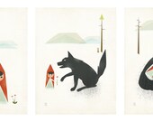 Large Limited Edition Red Riding Hood Triptych Giclee Set