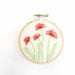 Embroidery Hoop Art - Pincushion Flowers red orange garden blooms