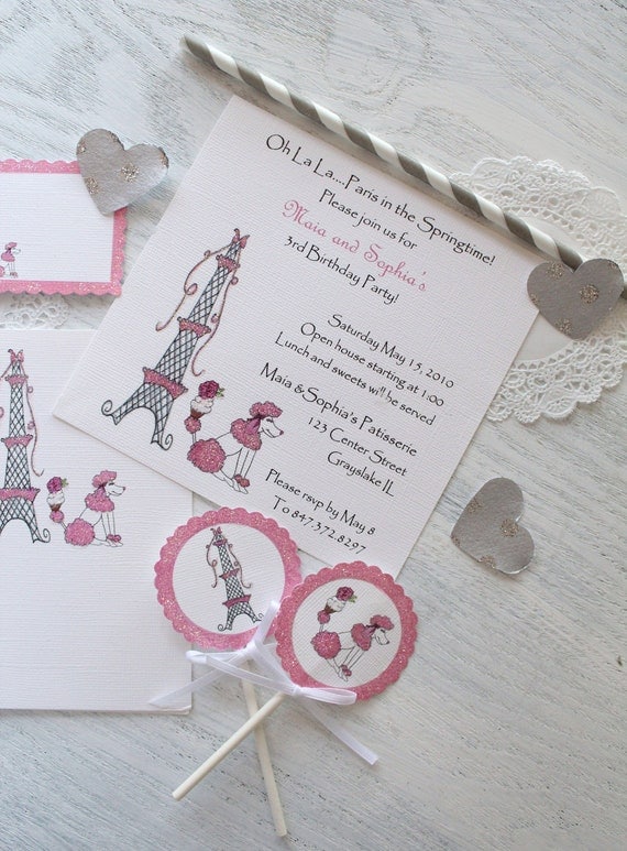 Eiffel Tower and French Poodle-Birthday Invitations, Cards, Cupcake ...