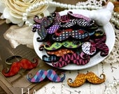 20Pcs Mini Handmade Colorful Moustache Charms / Pendants (CWC11)