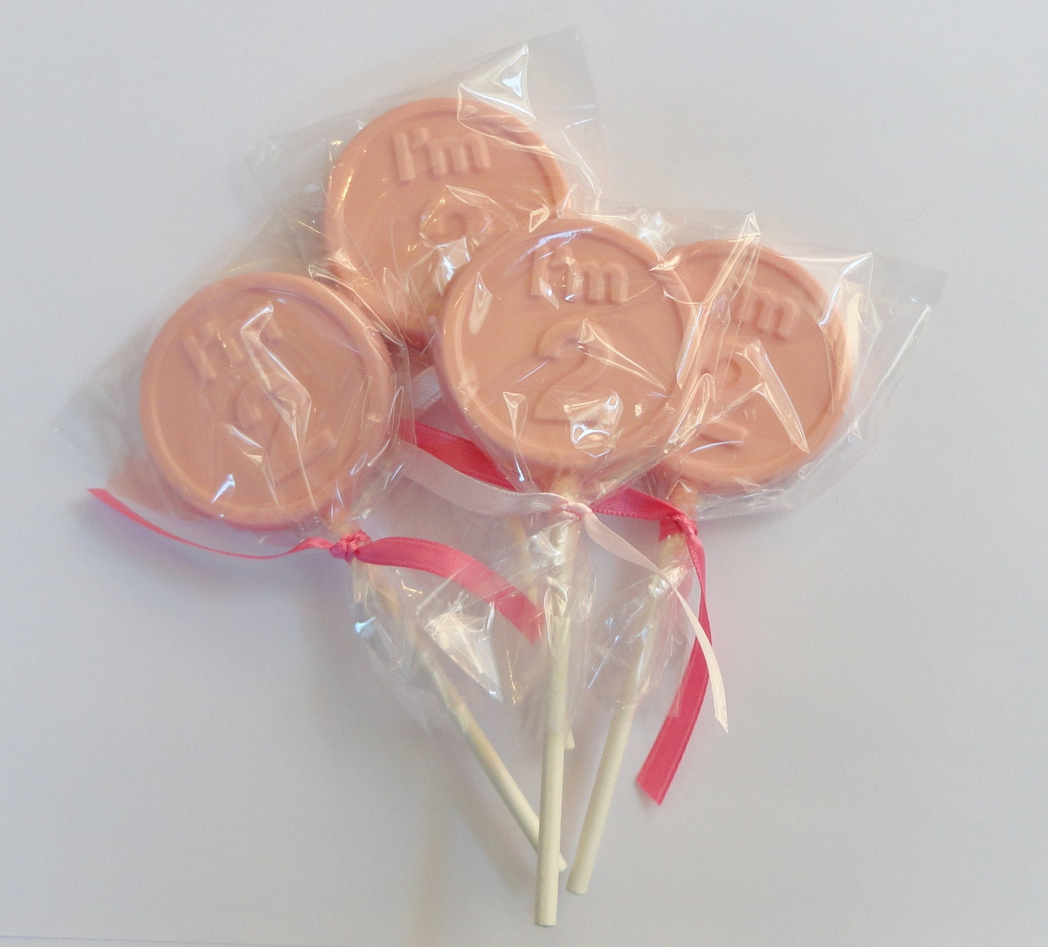 1 DOZEN Chocolate Lollipops -- I'm 2 -- Children's 2nd Birthday Party favors, Easter basket goodies