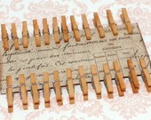 100 Mini Clothespins - Tea Stained Vintage Inspired 1 inch