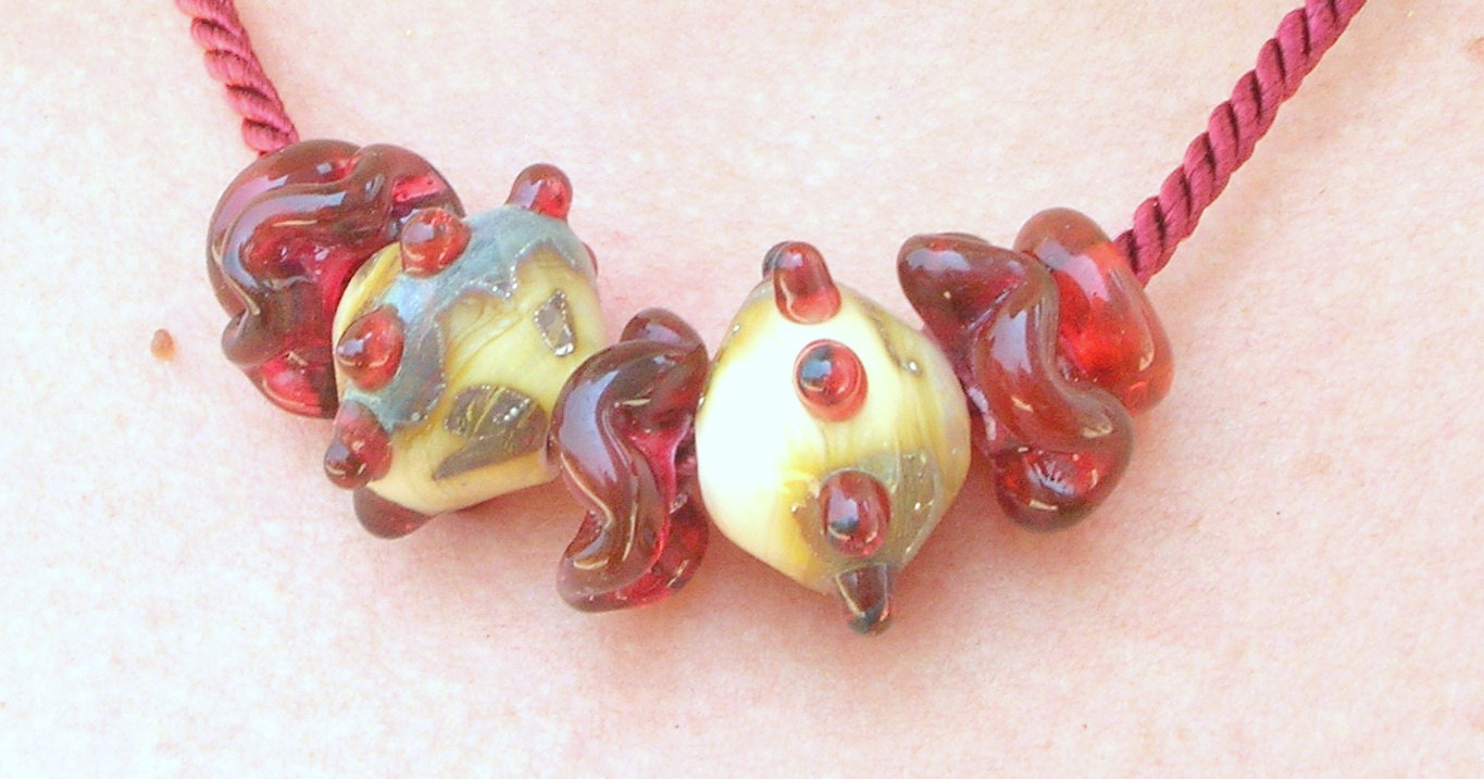 Lampwork Necklace Handmade Artisan Burgundy Lampwork Jewelry for Mom on Mother's Day