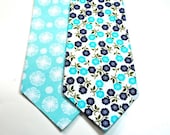 Floral Neckties, Blue Neckties, Mens Neckties, Necktie, Custom Neckties, Cotton Neckties, Wedding Neckties, Boys Neckties,