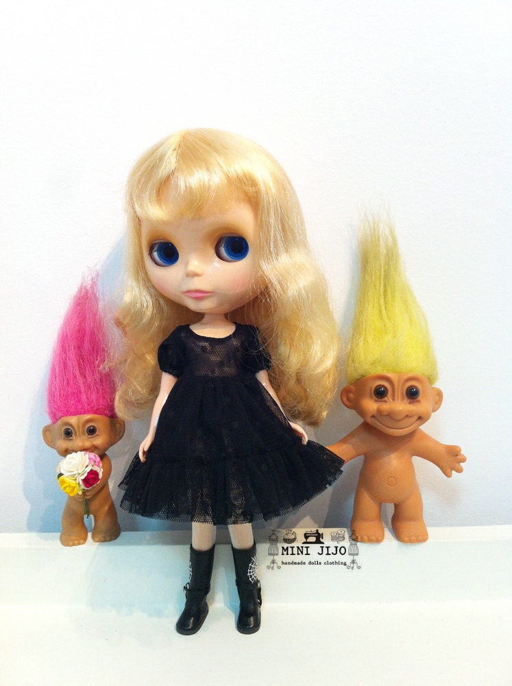 Blythe black ruffle lace dress