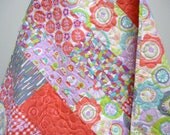 Baby Girl Quilt, Quilts Baby, Coral,  Grey Gray, Orchid "La De Da" Modern Crib Quilt- Made to Order