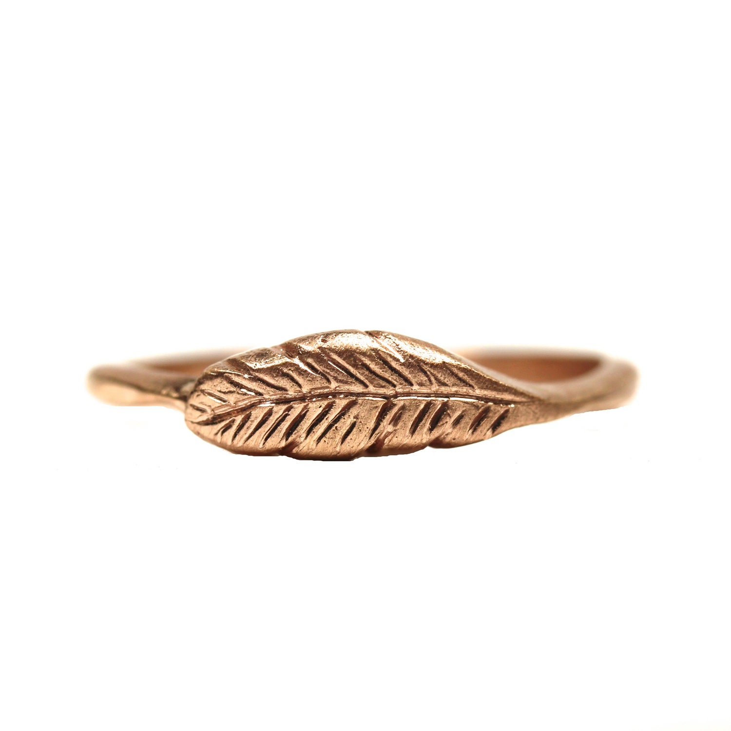 14K Rose Gold Woodland Feather Ring - Feather's Rose