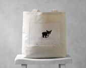 French Bulldog Vintage Photograph - Natural or Black Canvas Bag - Carryall Tote - School Bag