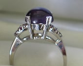 10kt white gold cabochon amethyst ring band size 7 1/4