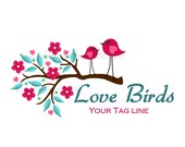 Premade Business Logo Design Love Birds Birdie on Flowering Branch Logo