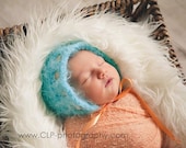 Newborn Fuzzy Teal Bonnet Photography Prop