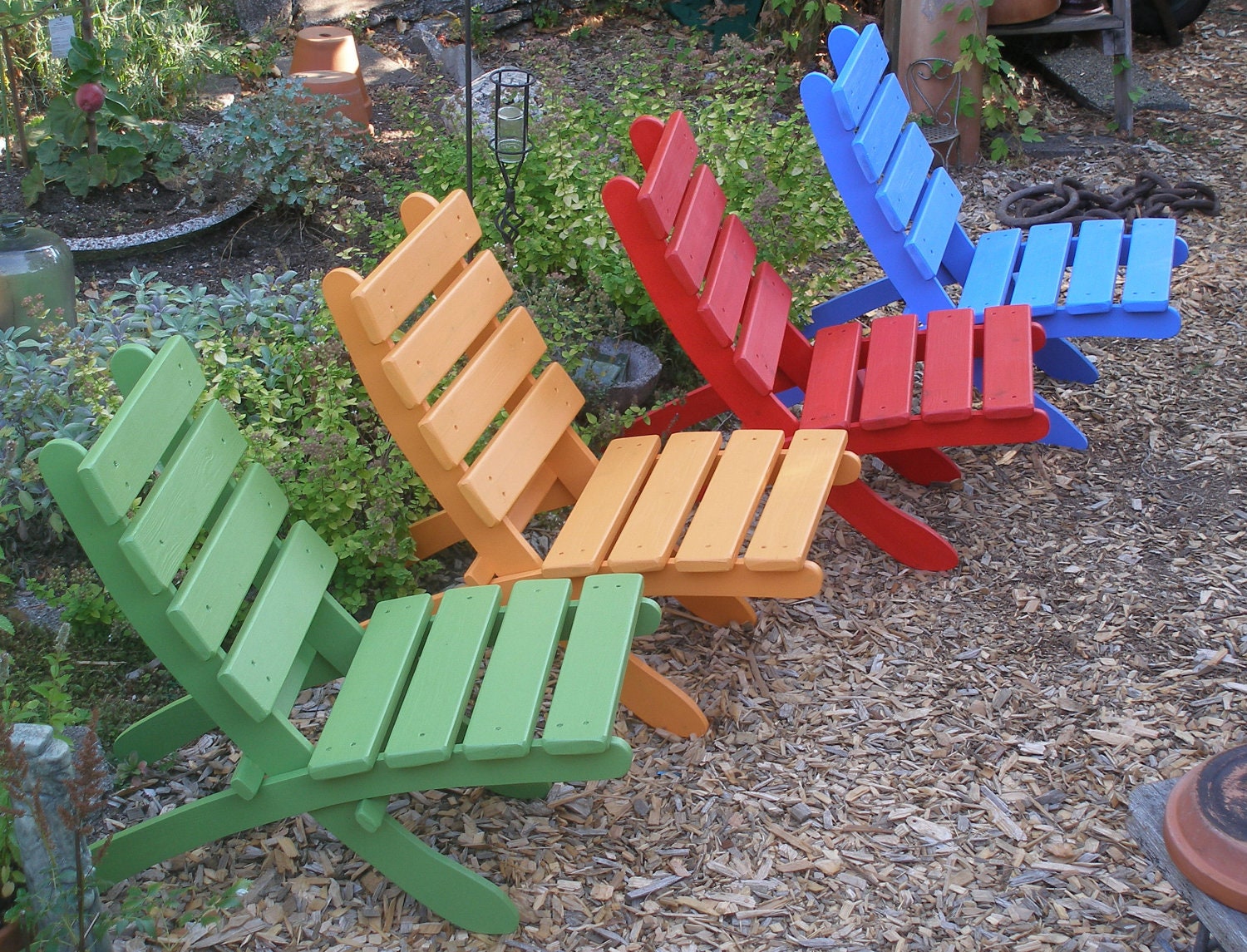 SET of 4 Comfy Cedar Patio Chairs - multicolored