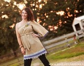 Ladies One Of A KInd ShaBby ChiC Hand Dyed Vintage lace One Shoulder Tunic