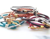 UPSCALE friendship bracelet, You Choose Leather Wrap Bracelet, Wire Wrap, Gold Silver Toggle, 10.00 each