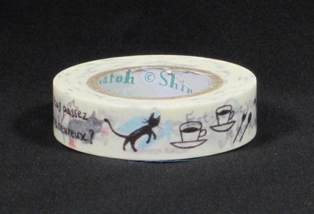 Shinzi Katoh Masking Tape - Paris Cats- for scrapbooking, birthday party favor, gift wrapping, craft projects