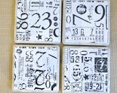 Typography Coasters-Distressed, Black and White Coasters by burlap and blue
