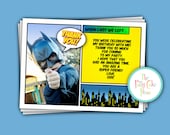 Batman Thank You Cards Custom Printable Digital File Birthday Party Gift Fourth 4th Boys Girls Coordinating Matching invitation
